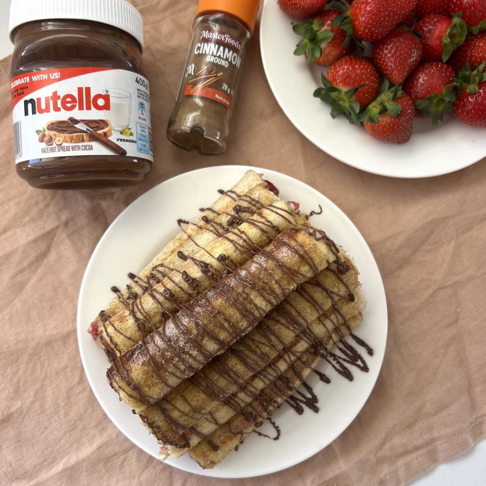 Strawberry and Nutella French Toast Roll Ups